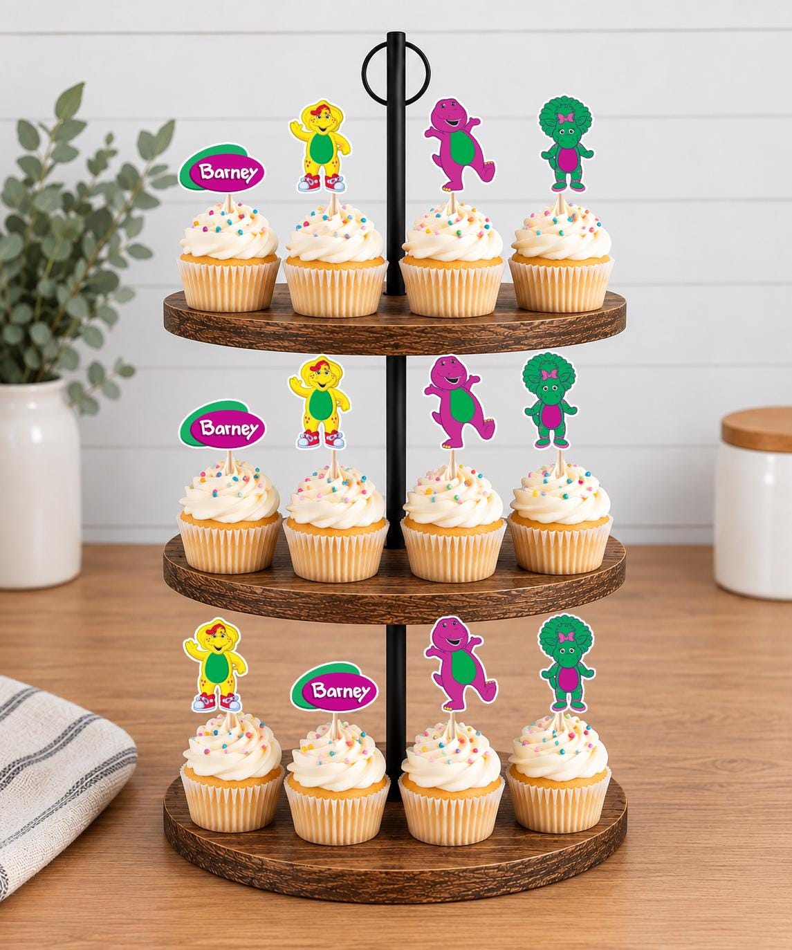 Barney Cupcake Toppers 12pc, 24pc, 36pc