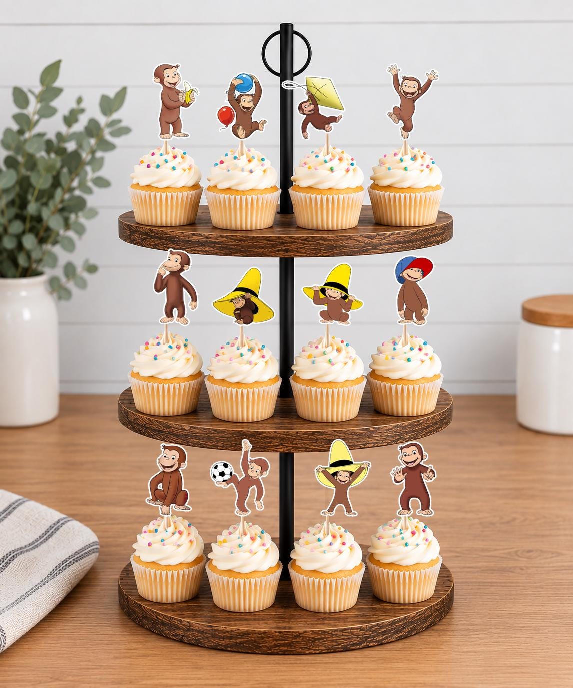 Curious George Cupcake Toppers 12pc, 24pc, 36pc