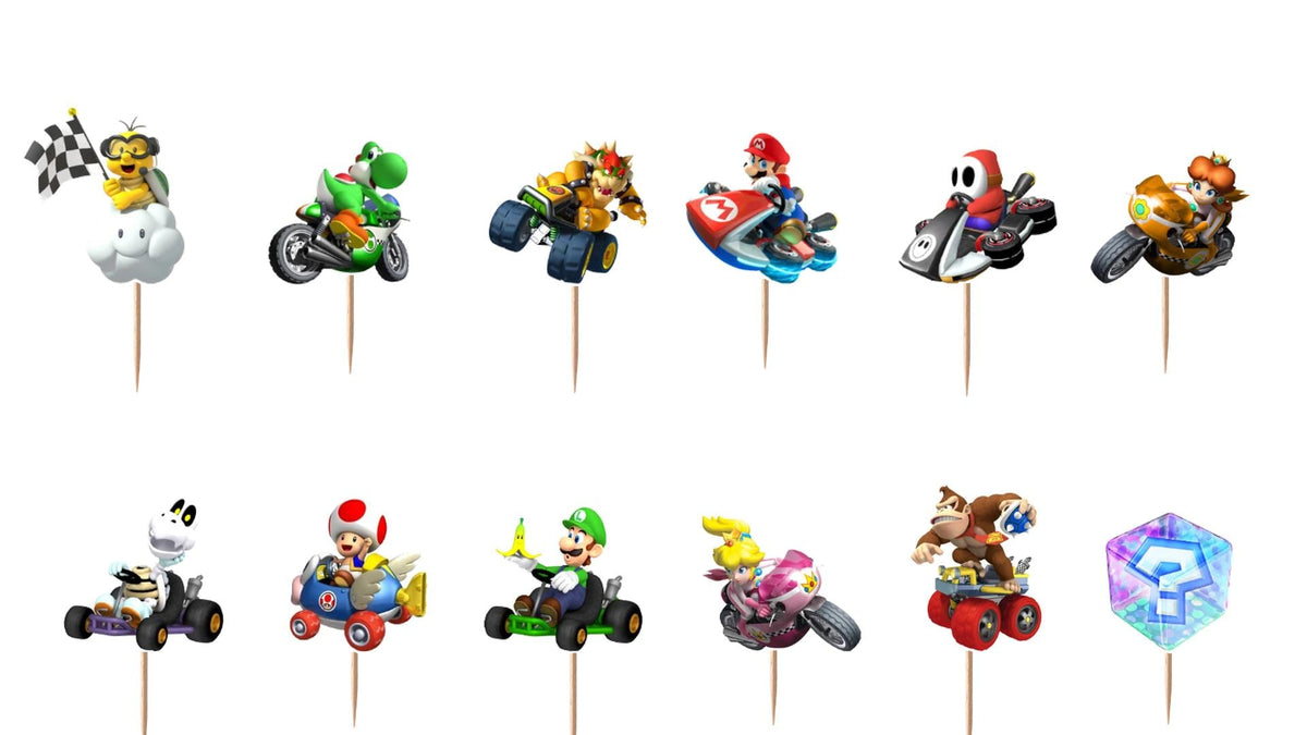 Mario Kart Cupcake Toppers 12pc, 24pc, 36pc