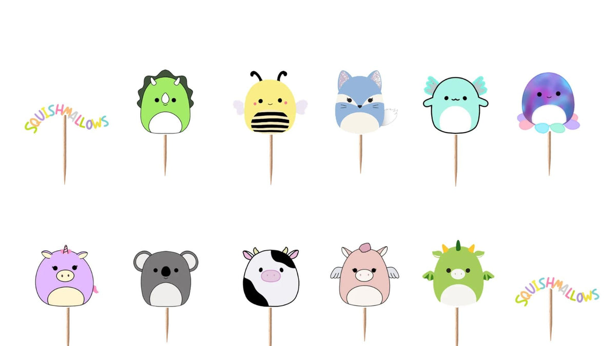 Squishmallow Cupcake Toppers 12pc, 24pc, 36pc
