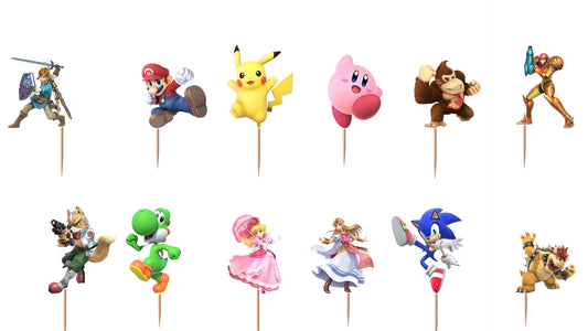 Super Smash Bros Ultimate Cupcake Toppers 12pc, 24pc, 36pc